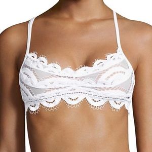 PILYQ WATER LILY WHITE LACE BRALETTE BIKINI TOP SIZE S